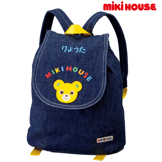 名前刺繍入りミキハウスリュック一升米セット　ネイビー【お米】