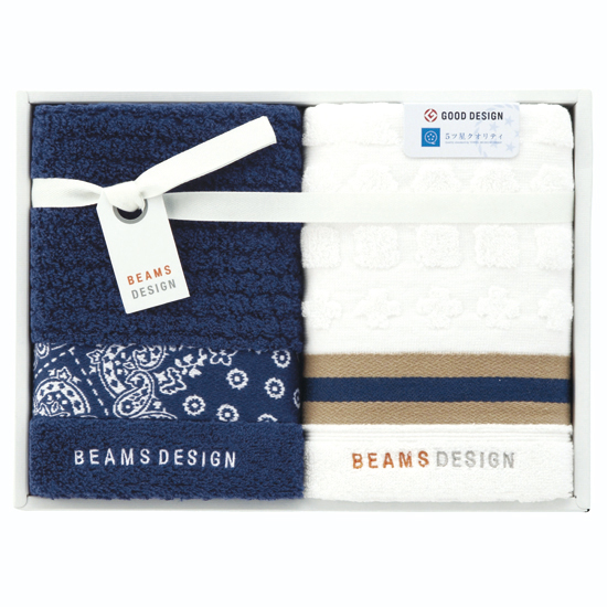 BEAMS DESIGN　フェイスタオル2P　ネイビー